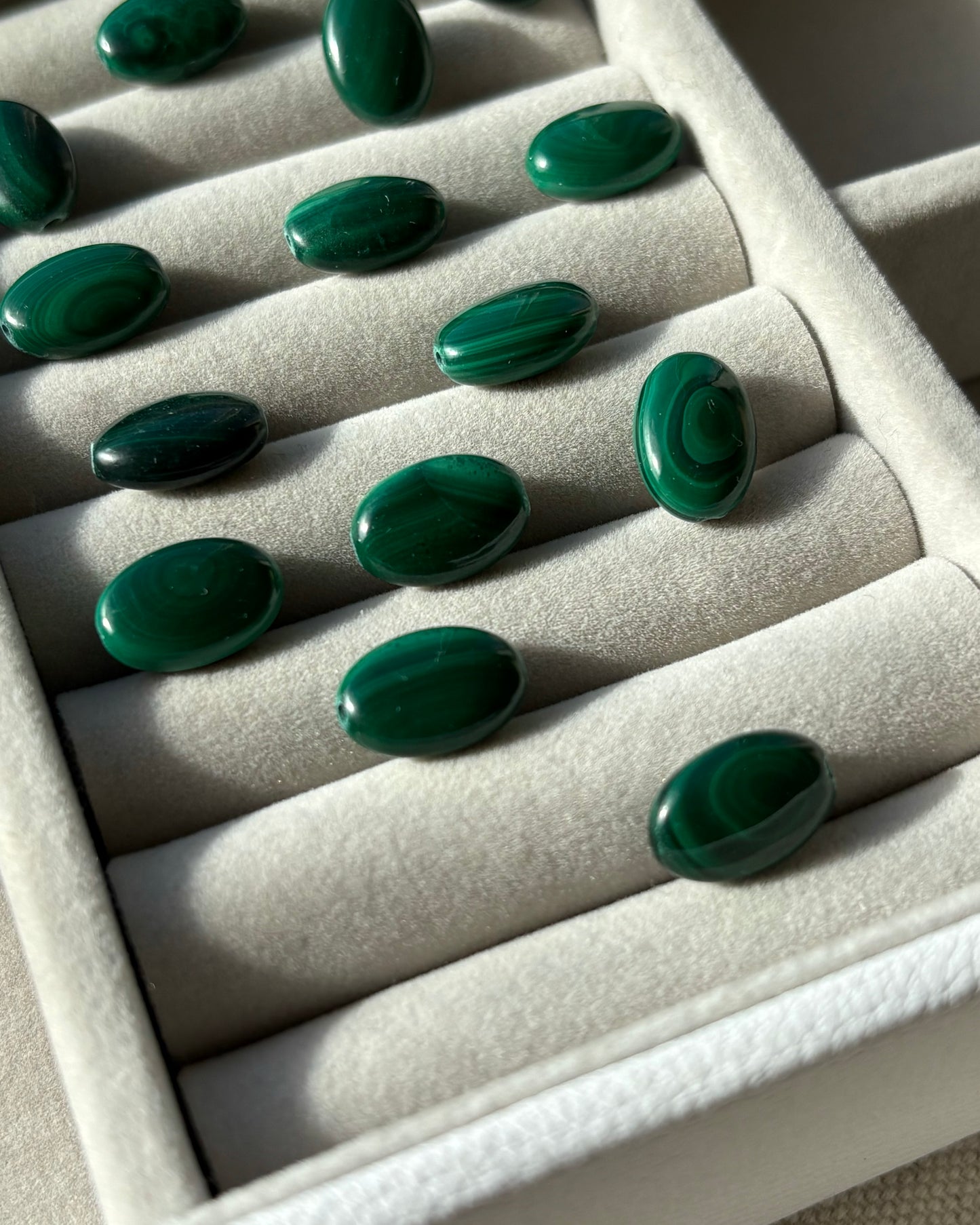 8 x 12mm Oval Natural Malachite Beads