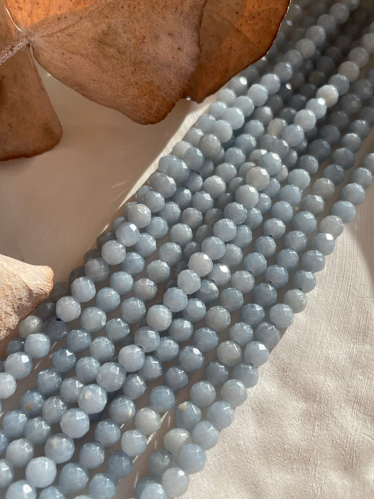 Angelite 4.5mm Faceted Natural Gemstone Beads