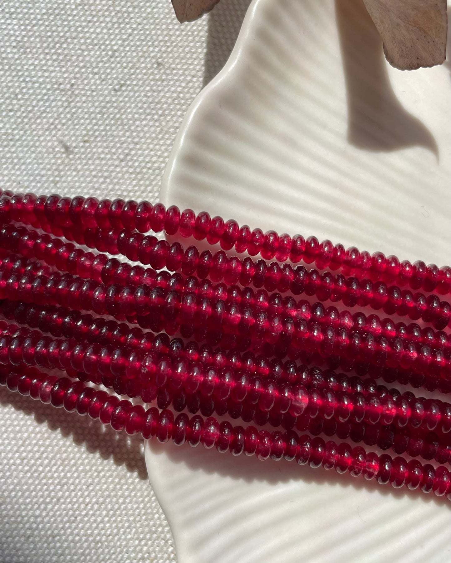 Light Red Garnet - 4mm Rondelle Natural Gemstone Crystal Beads