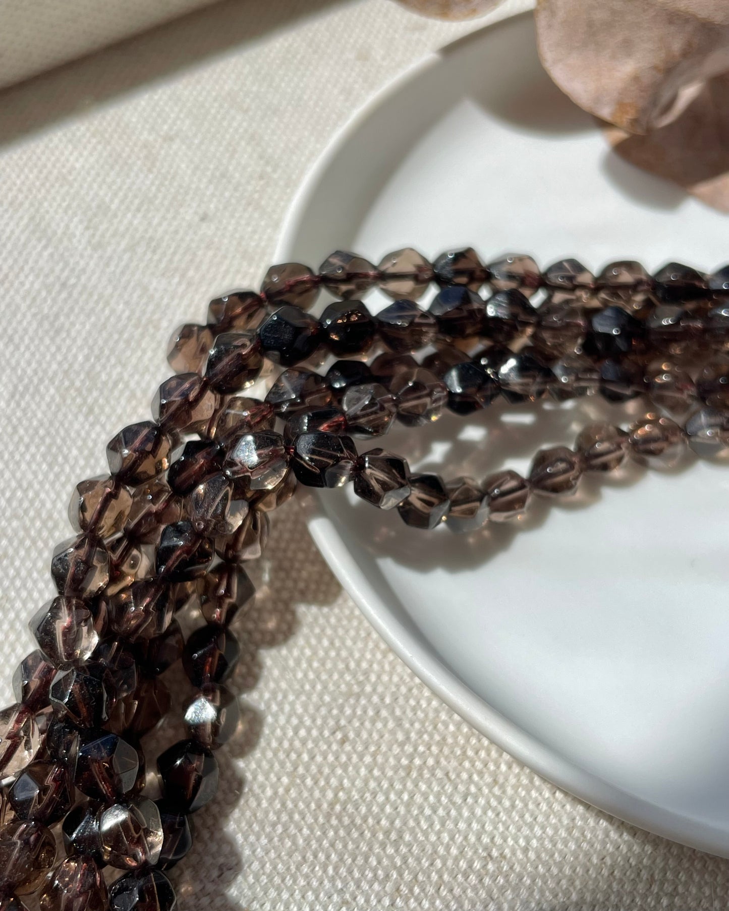 Smoky Quartz 6mm Star Cut Natural Gemstone Crystal Beads