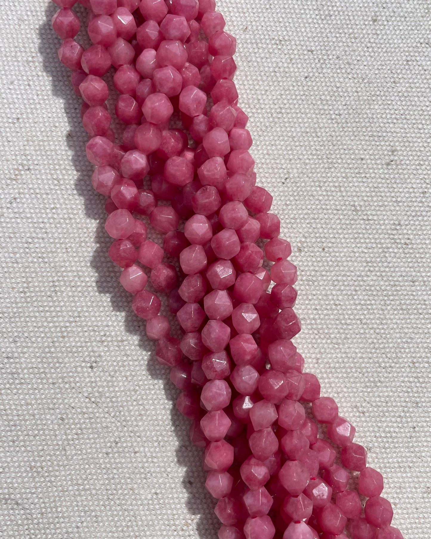 Rhodonite 6mm Star Cut Natural Gemstone Crystal Beads