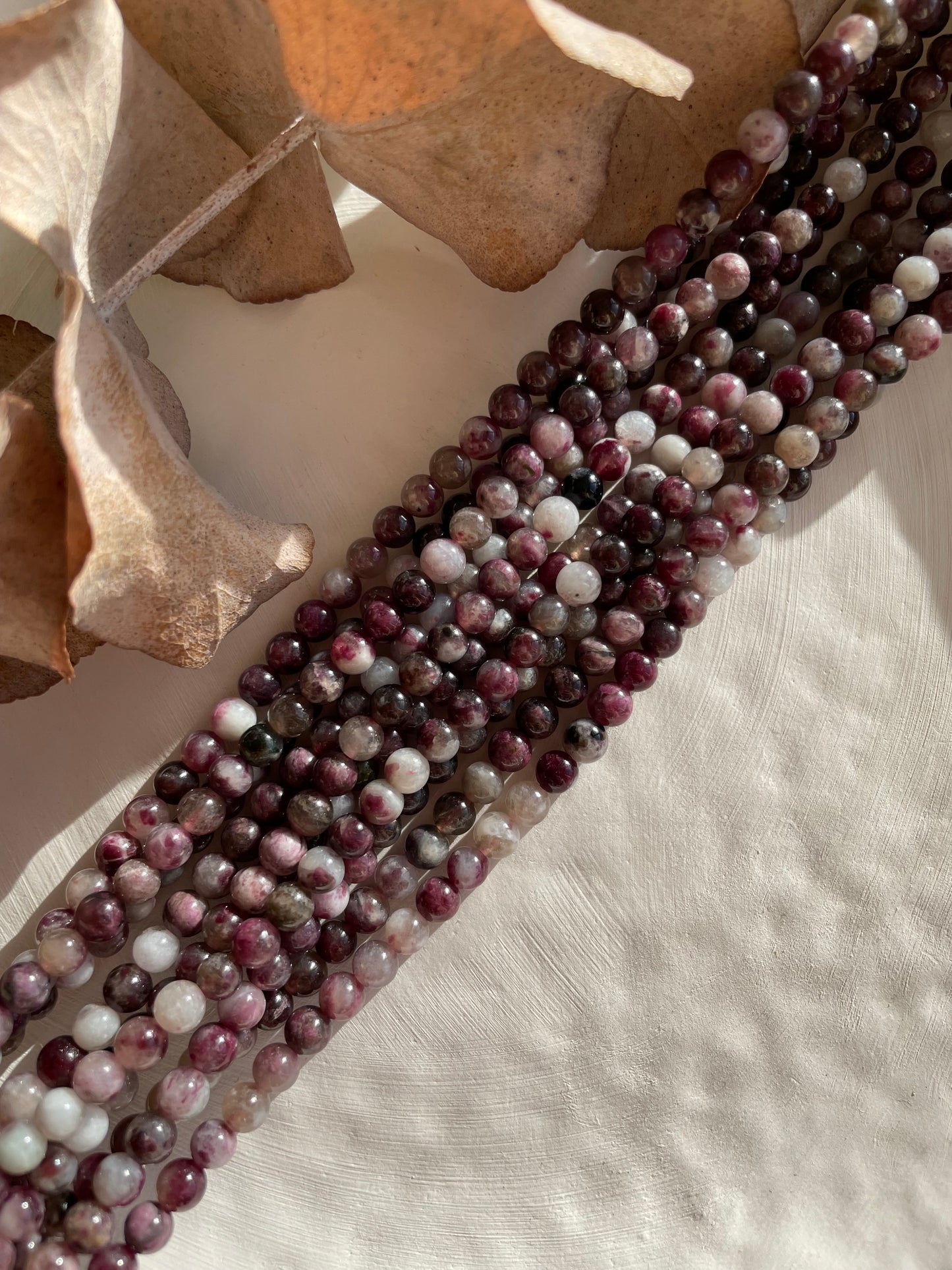 Rubellite Tourmaline 4mm Round Natural Gemstone Beads