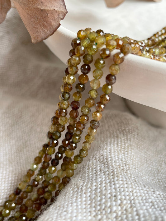Rare Andradite Garnet 3.5mm Natural Gemstone Crystal Beads