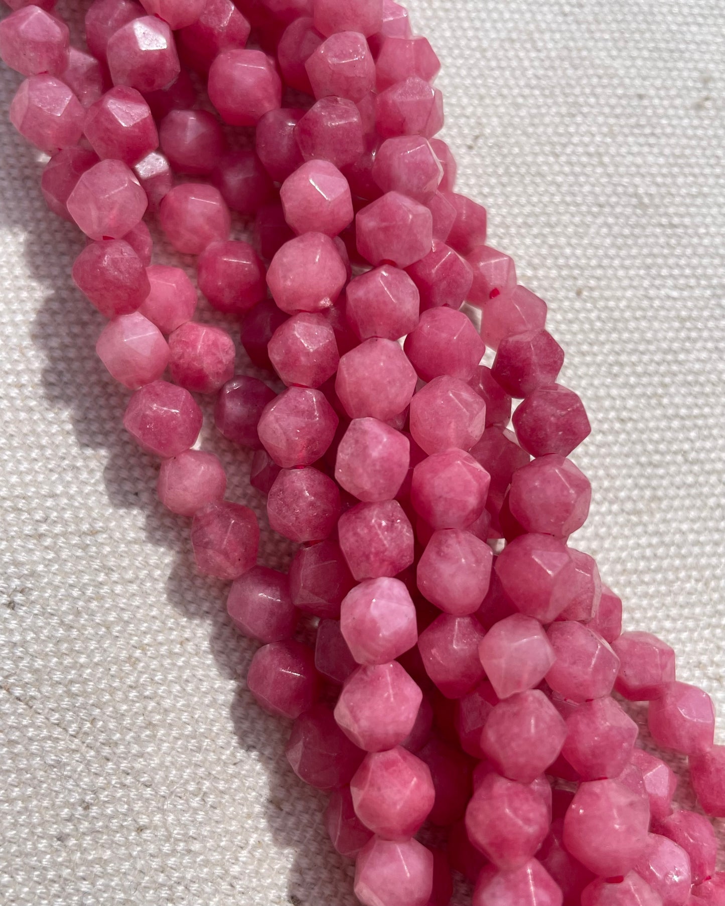 Rhodonite 6mm Star Cut Natural Gemstone Crystal Beads