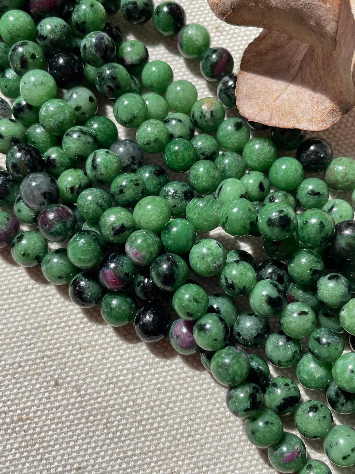 Ruby in Zoisite 6mm Natural Gemstone Crystal Beads