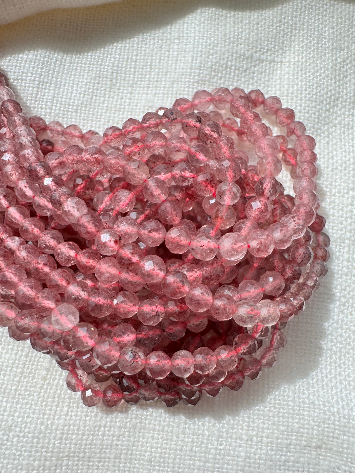 Strawberry Quartz with Lepidocrocite inclusions - 4.3mm Natural Gemstone Crystal Beads