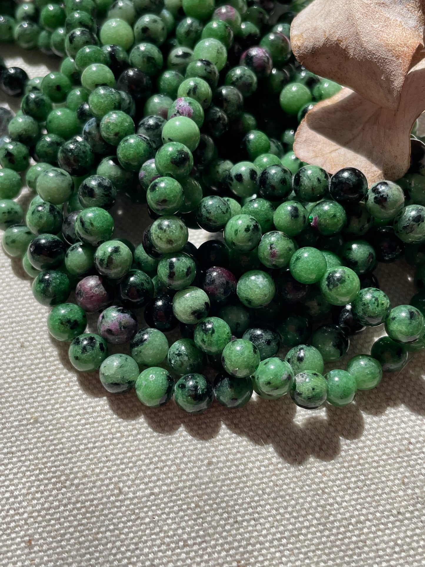 Ruby in Zoisite 6mm Natural Gemstone Crystal Beads