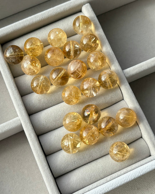 12mm Natural Light Citrine Beads