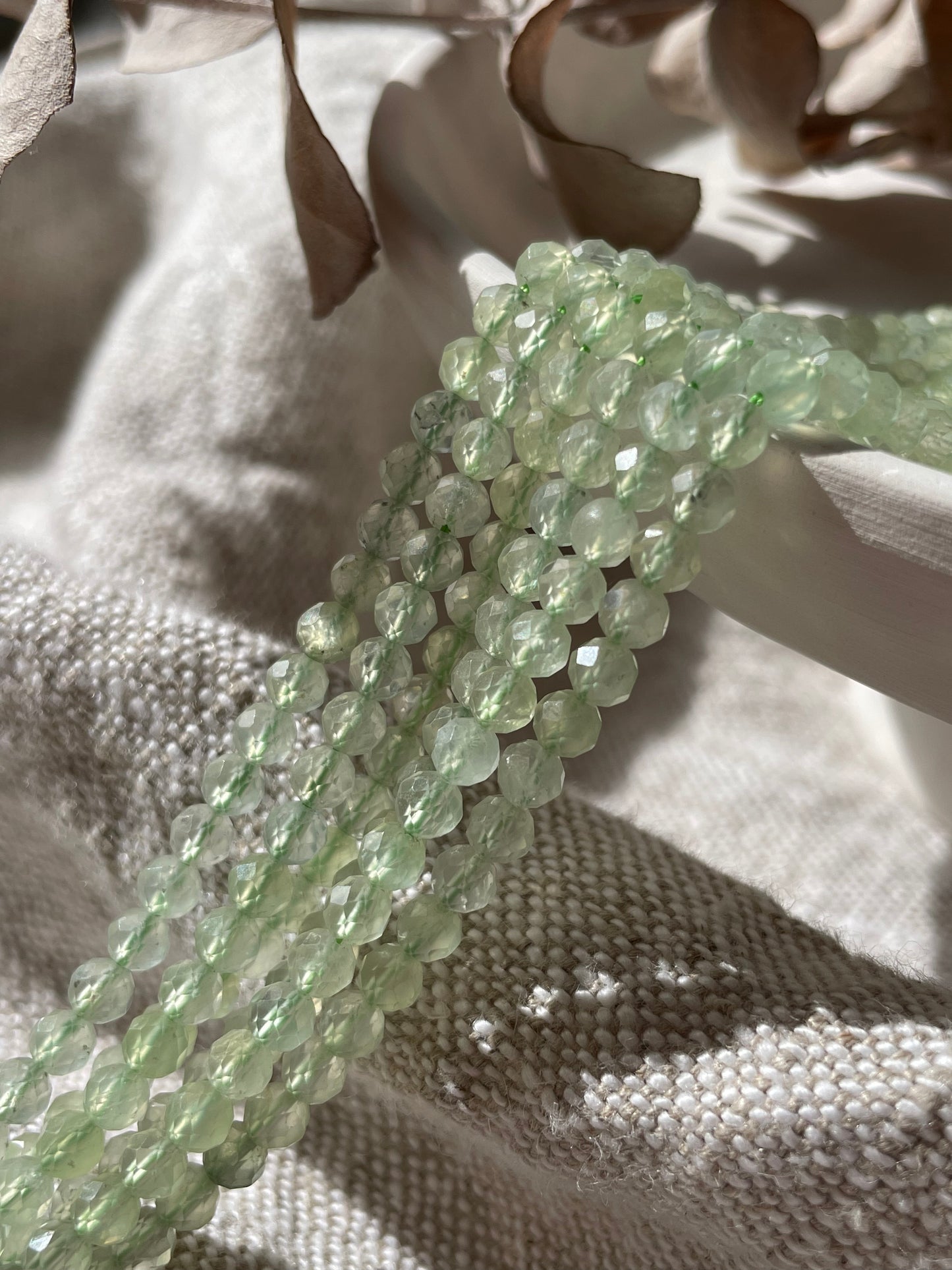 Prehnite 4mm Natural Gemstone Crystal Beads