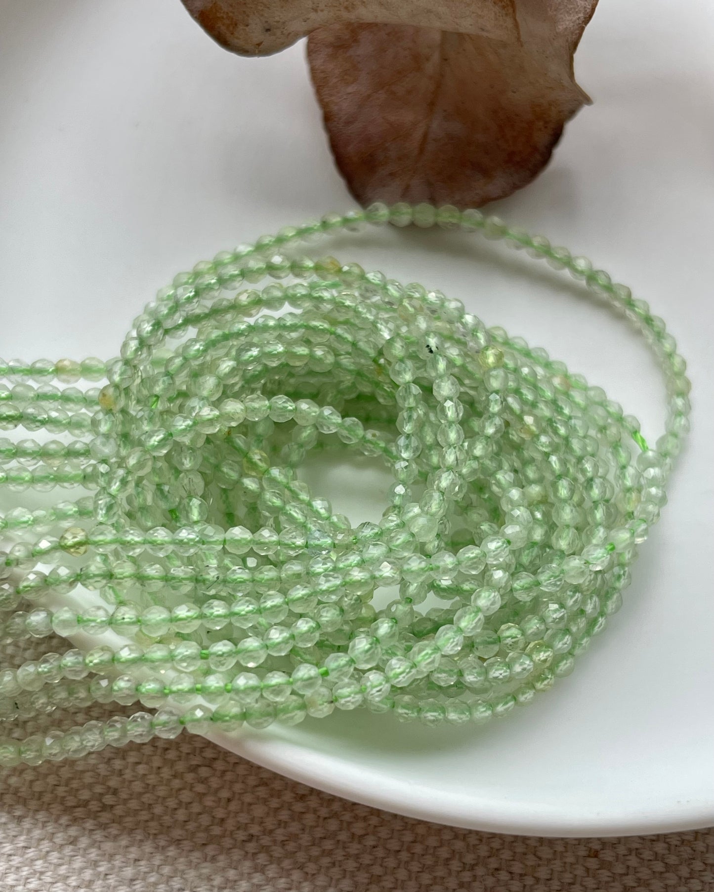 Prehnite 2mm Natural Gemstone Crystal Beads