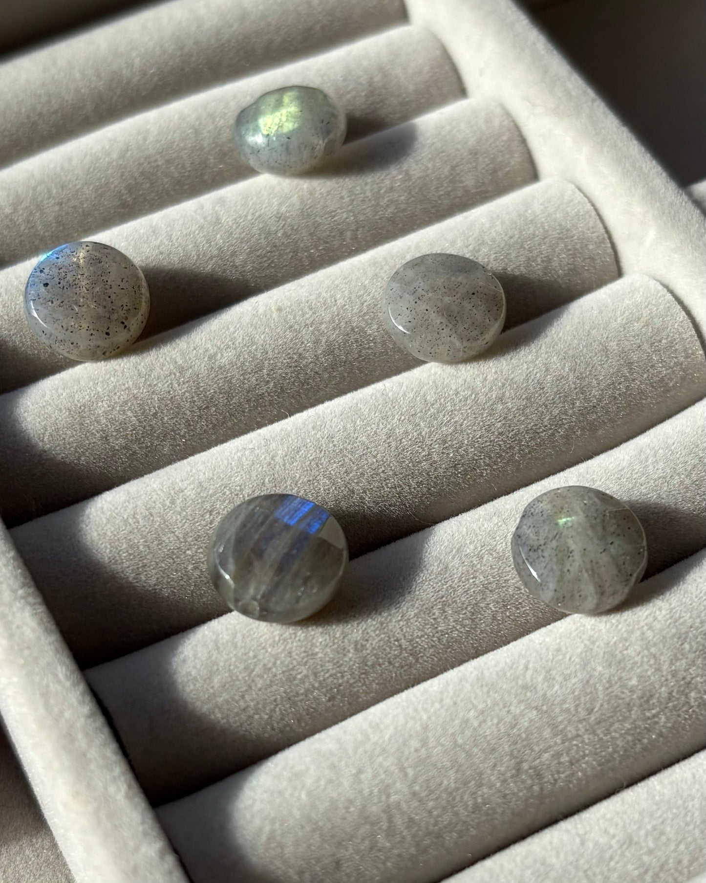 10mm Natural Labradorite Coin Beads (1 Pack of 5)