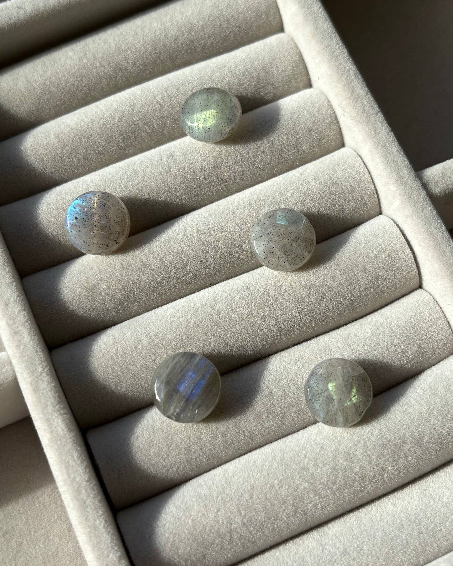 10mm Natural Labradorite Coin Beads (1 Pack of 5)