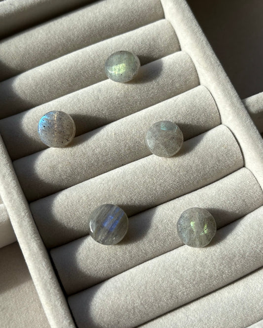 10mm Natural Labradorite Coin Beads (1 Pack of 5)