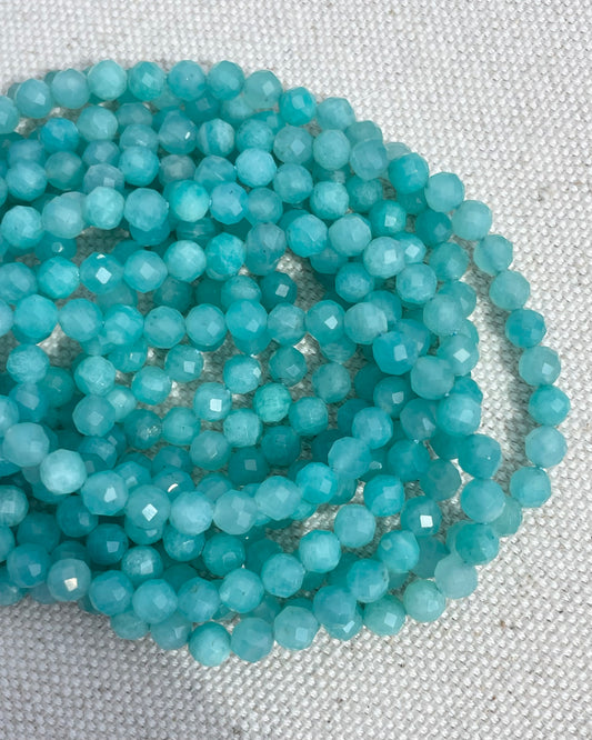 Amazonite 4.2mm Faceted Natural Gemstone Crystal Beads