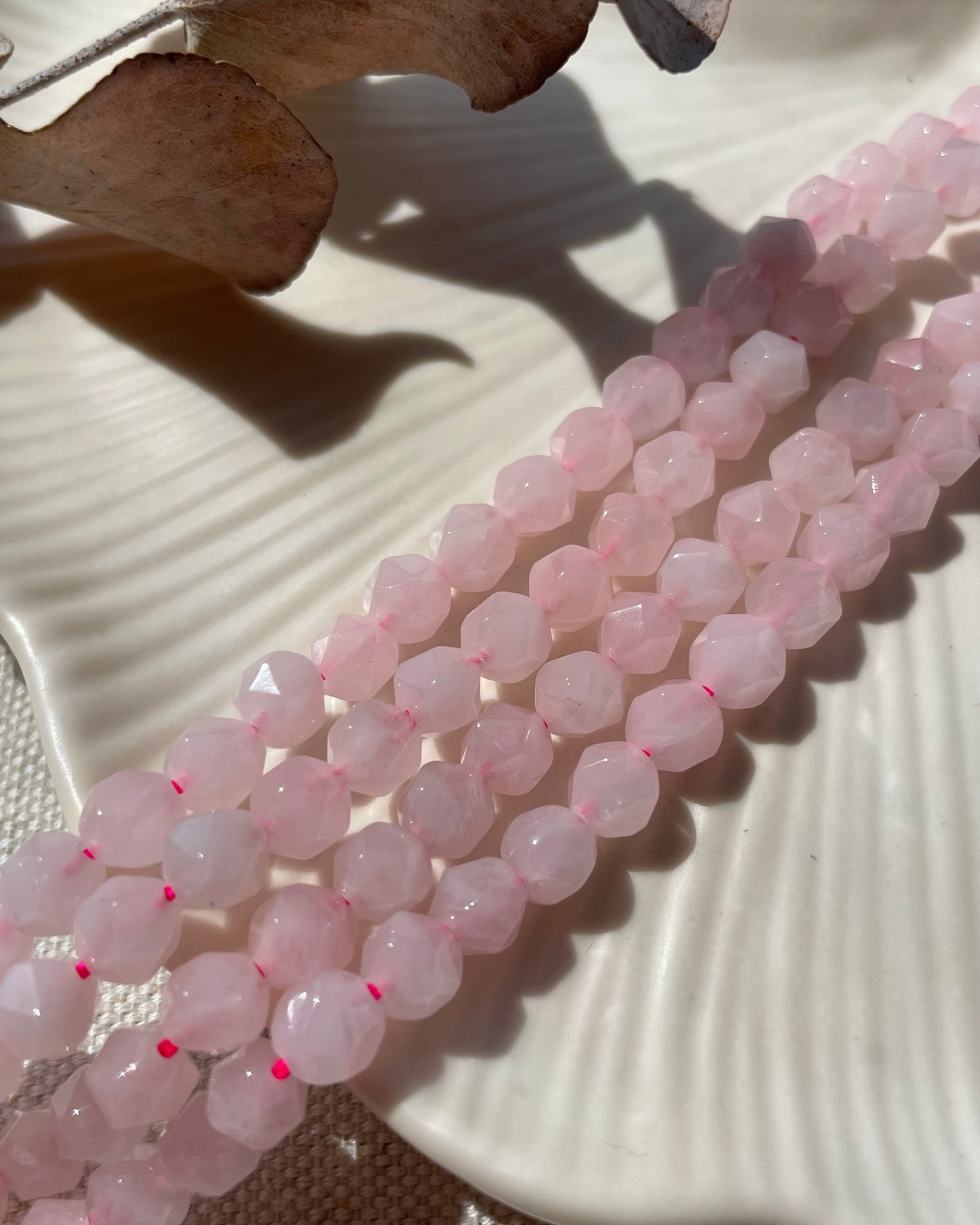 Rose Quartz - 6mm Star Cut Natural Gemstone Crystal Beads