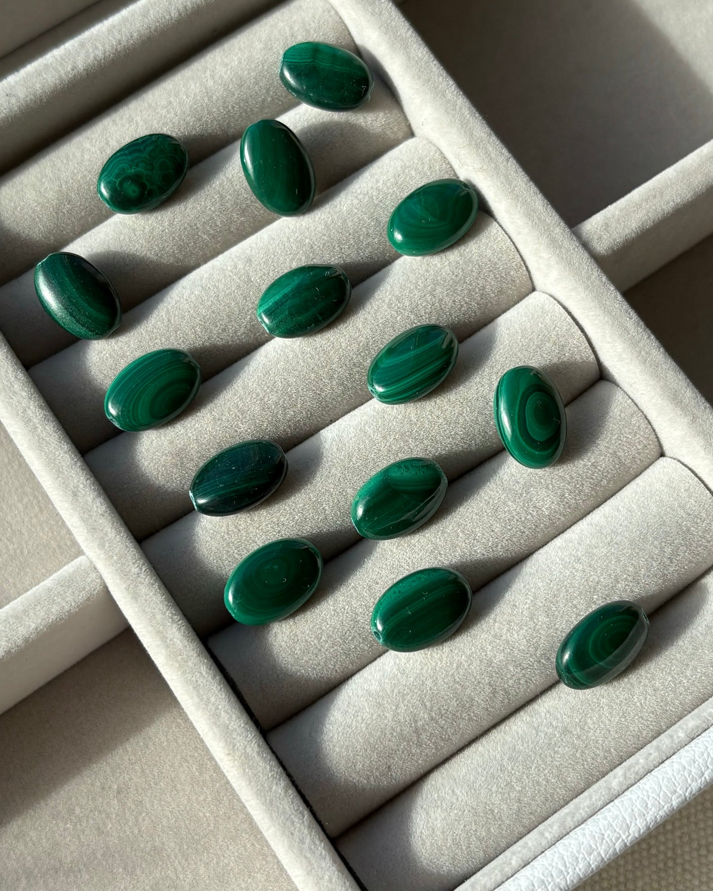 8 x 12mm Oval Natural Malachite Beads