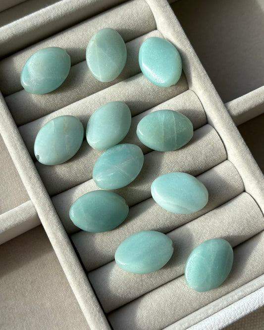 13 x 18mm Oval Twist Natural Amazonite Beads