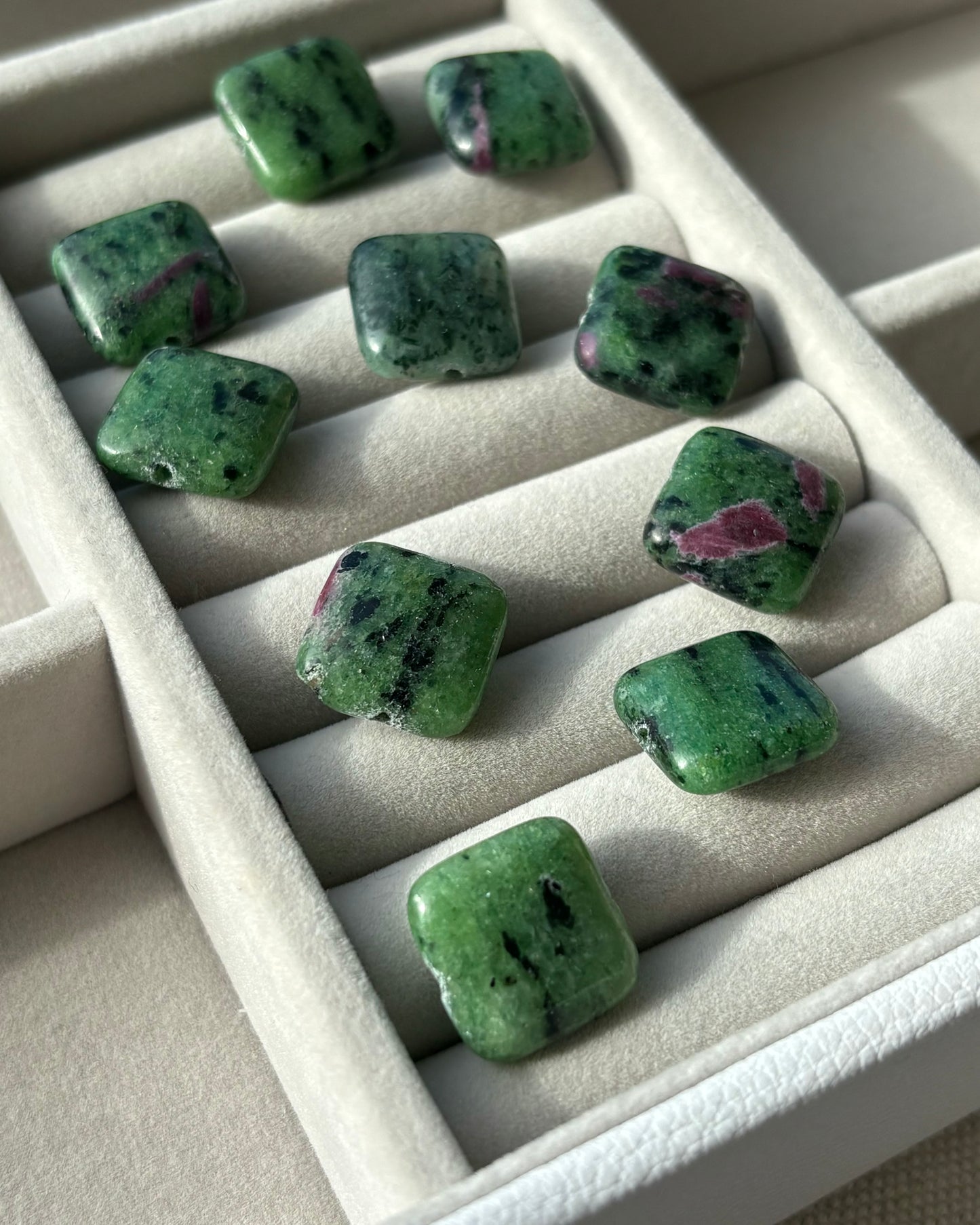 14mm Natural Ruby in Zoiste Square Beads