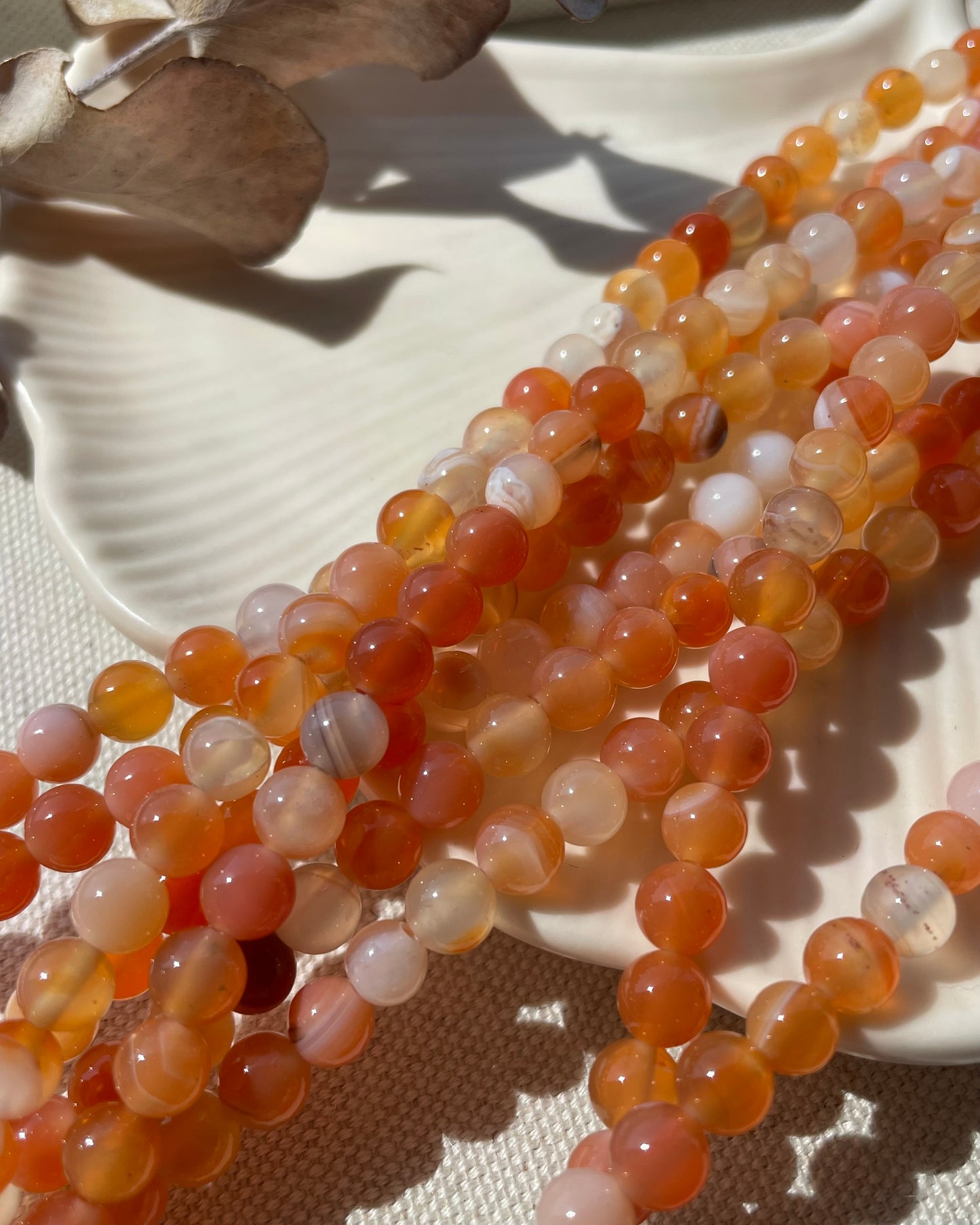 Orange Agate - 6mm Natural Gemstone Crystal Beads