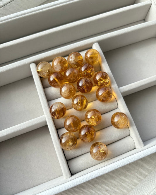 14mm Natural Honey Citrine Beads