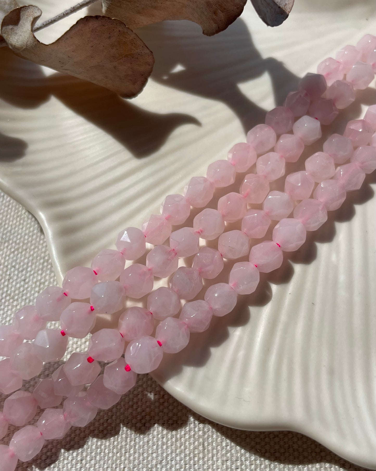 Rose Quartz - 6mm Star Cut Natural Gemstone Crystal Beads