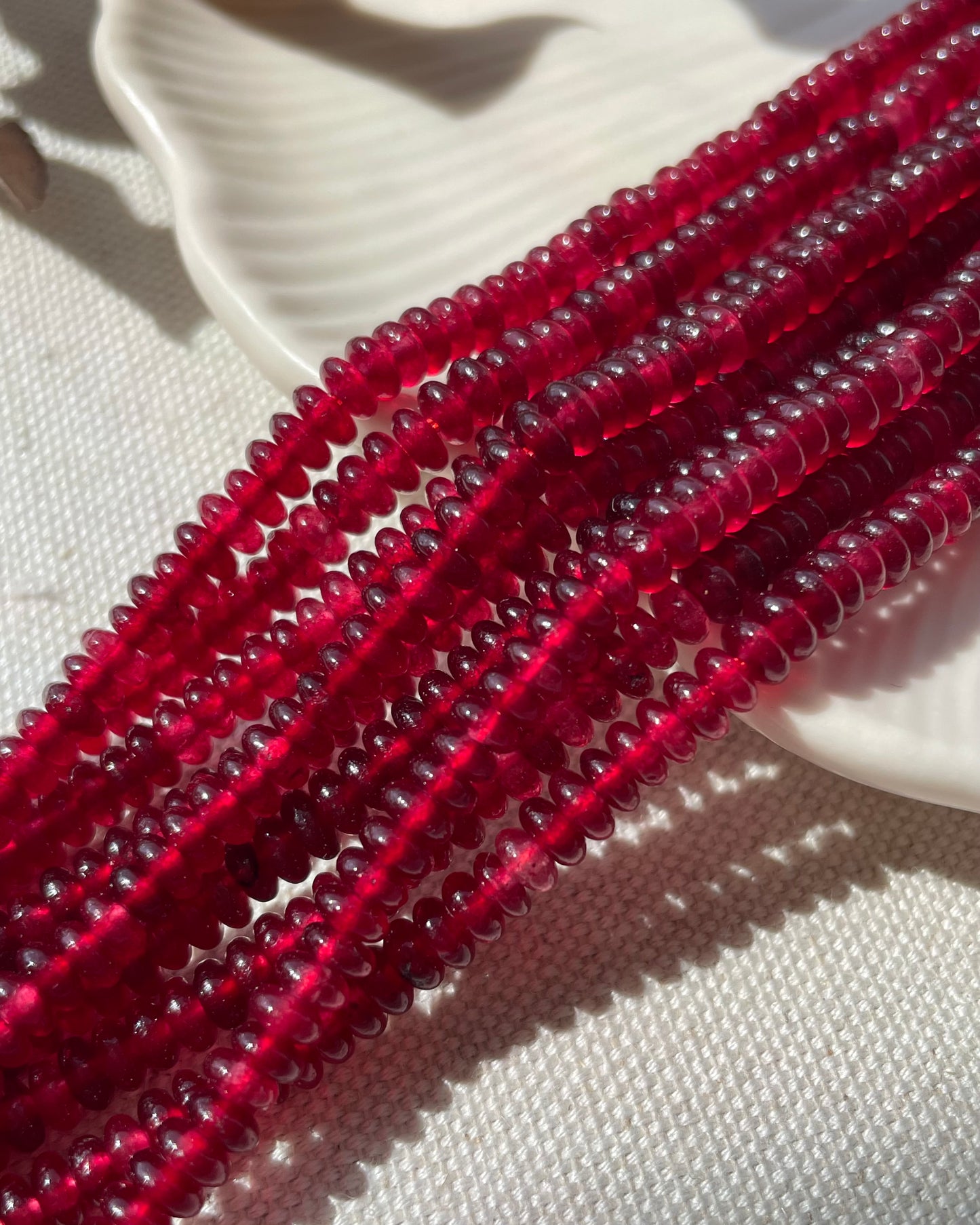 Light Red Garnet - 4mm Rondelle Natural Gemstone Crystal Beads