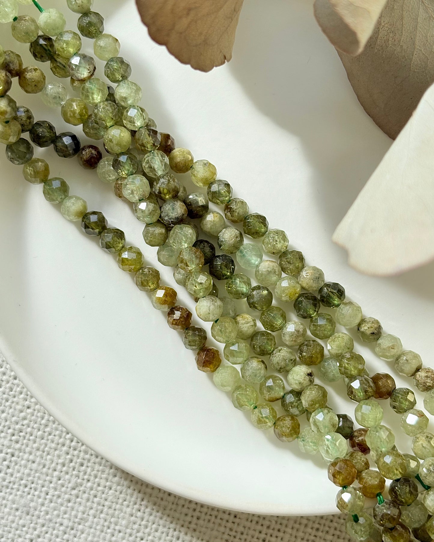 Grossularite Green Garnet 4mm Natural Gemstone Crystal Beads