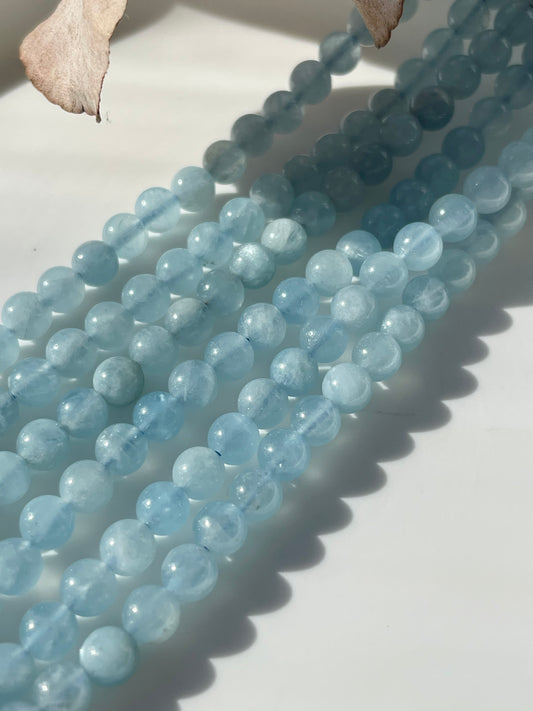 Aquamarine Smooth 4mm Natural Gemstone Crystal Beads