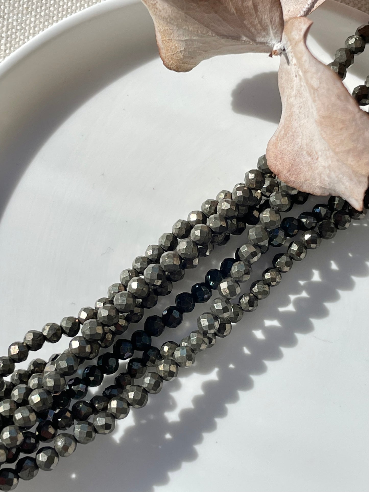 Pyrite 3.5mm Natural Gemstone Crystal Beads