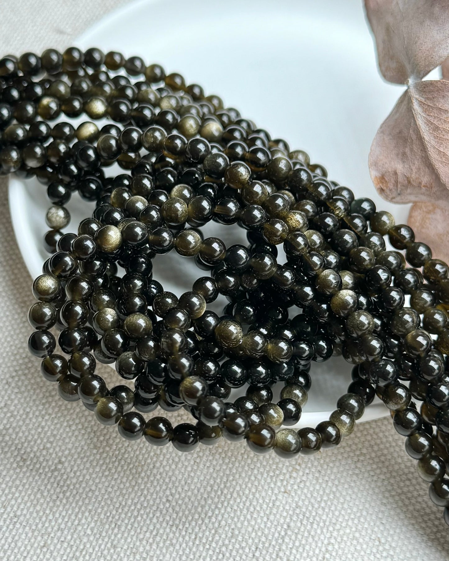 Gold Sheen Obsidian 4mm Natural Gemstone Crystal Beads