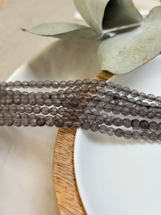 Light Smoky Quartz 3.5mm Faceted Natural Gemstone Crystal Beads