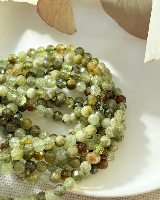 Grossularite Green Garnet 4mm Natural Gemstone Crystal Beads