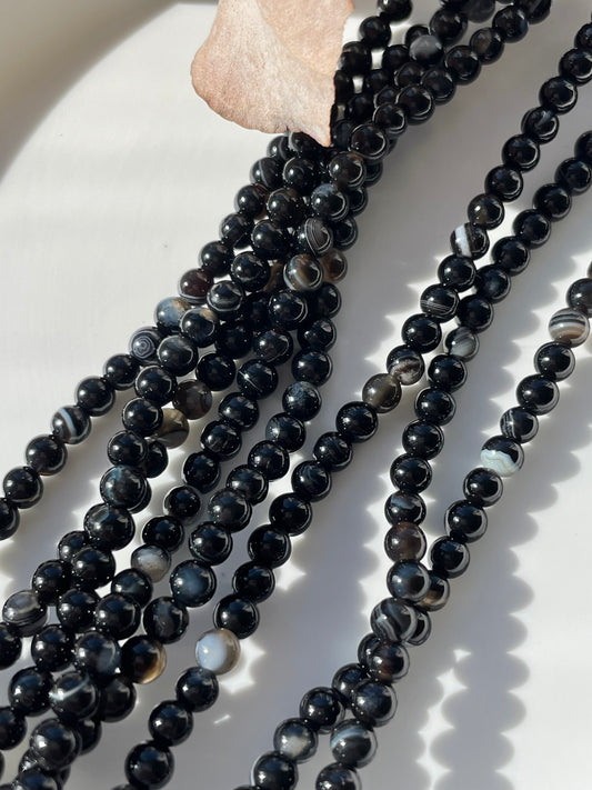 Black Agate 4mm Natural Gemstone Crystal Beads