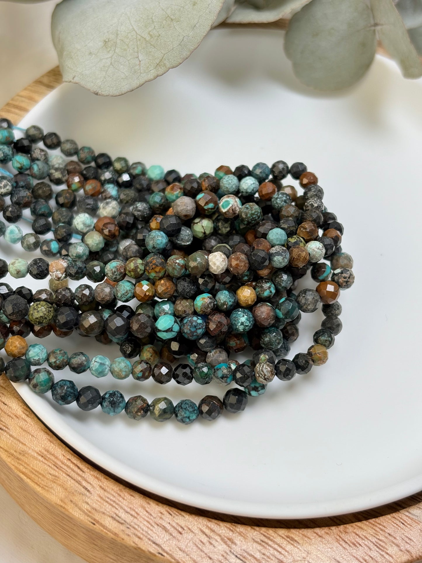 African Turquoise 4mm Faceted Natural Gemstone Beads