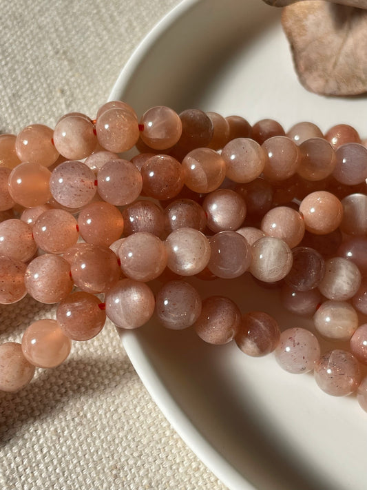 Peach Sunstone/Moonstone 6mm Natural Gemstone Crystal Beads