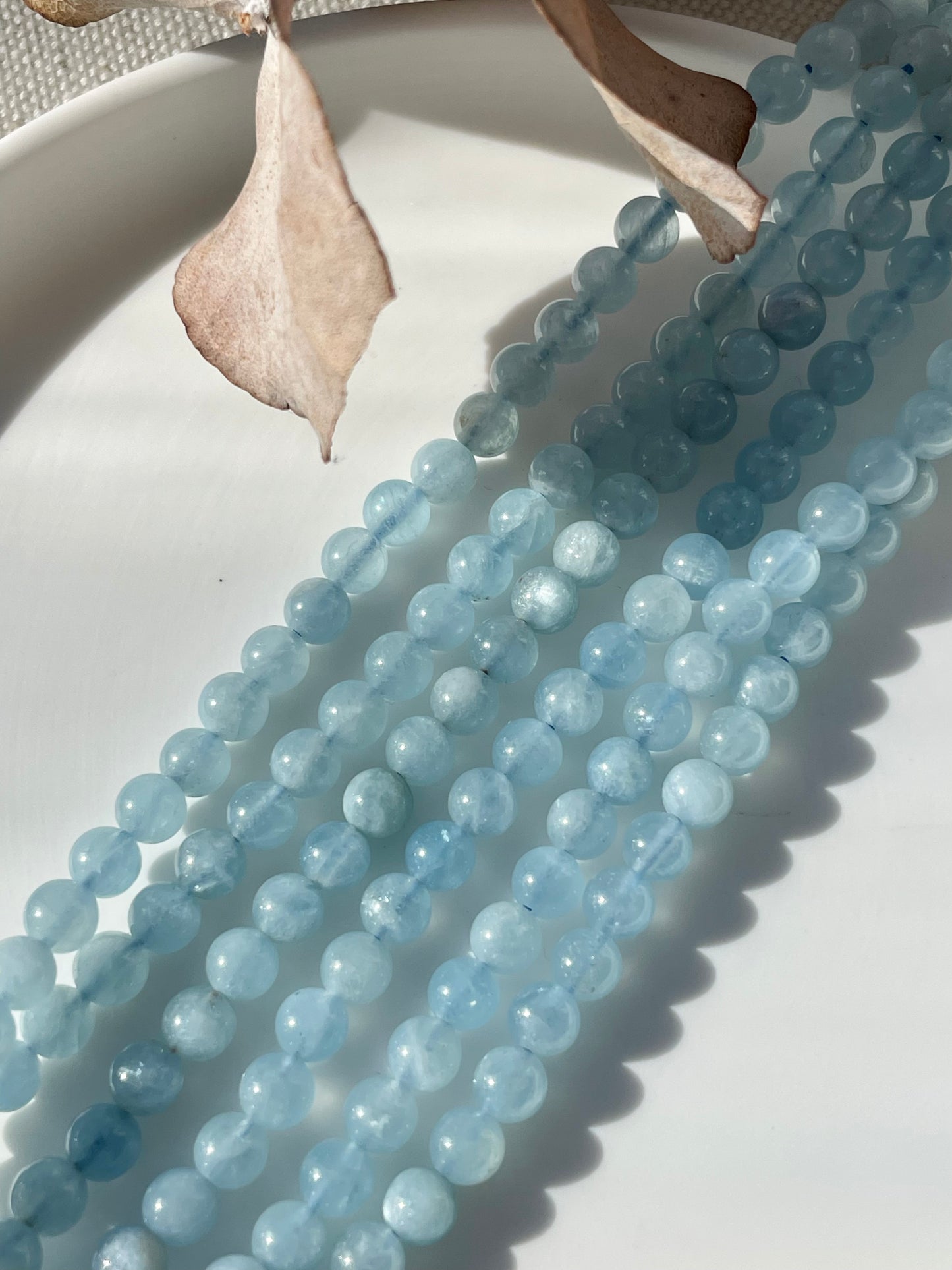 Aquamarine Smooth 4mm Natural Gemstone Crystal Beads