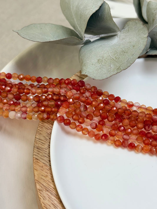 Red Agate 4mm Faceted Natural Gemstone Crystal Beads