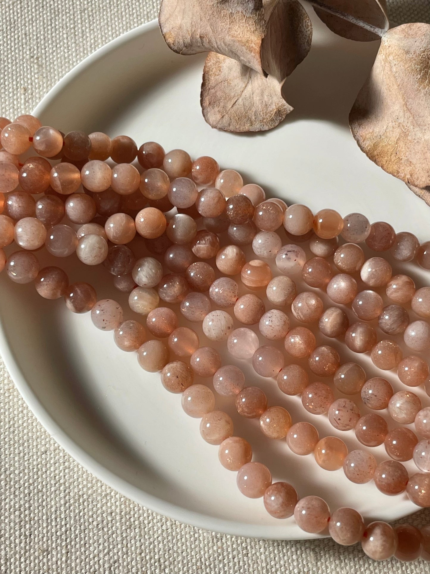 Peach Sunstone/Moonstone 6mm Natural Gemstone Crystal Beads