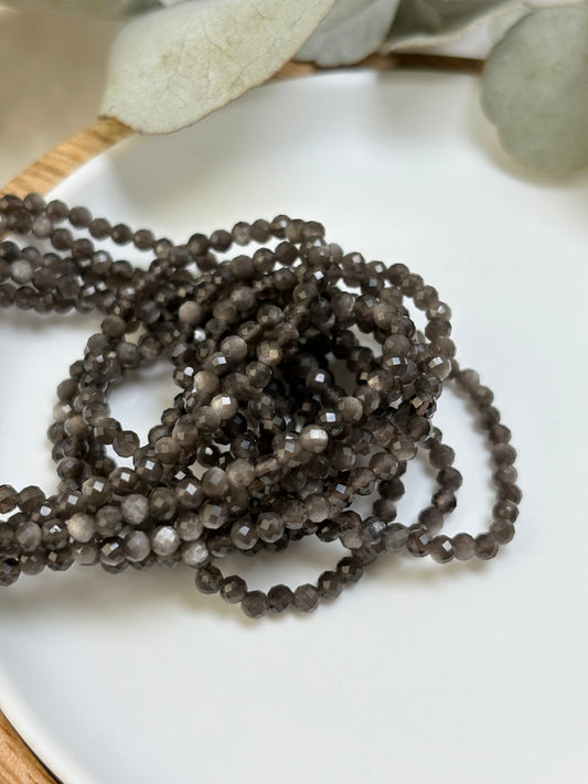 Silver Sheen Obsidian 3mm Natural Gemstone Crystal Beads