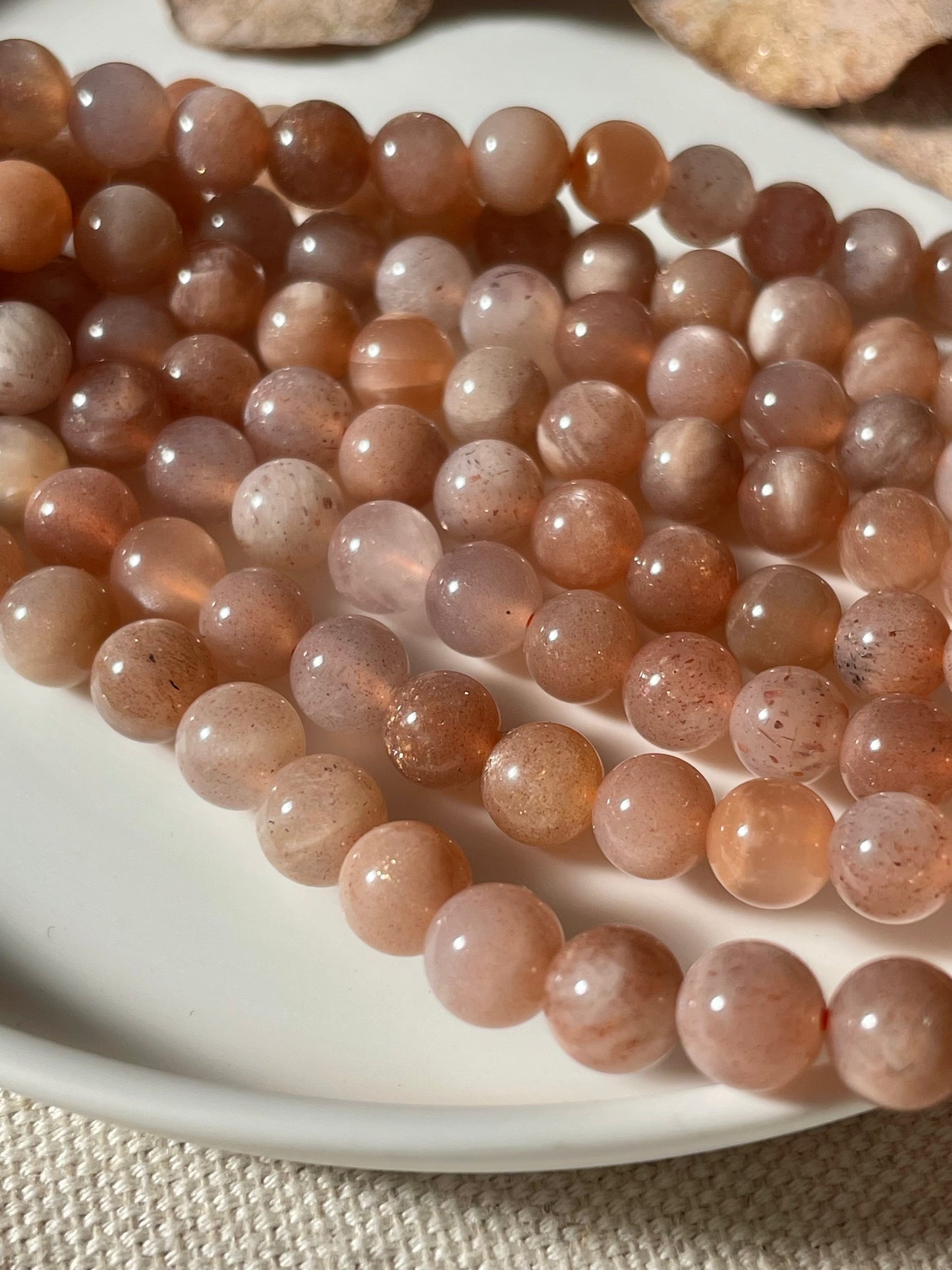 Peach Sunstone/Moonstone 6mm Natural Gemstone Crystal Beads