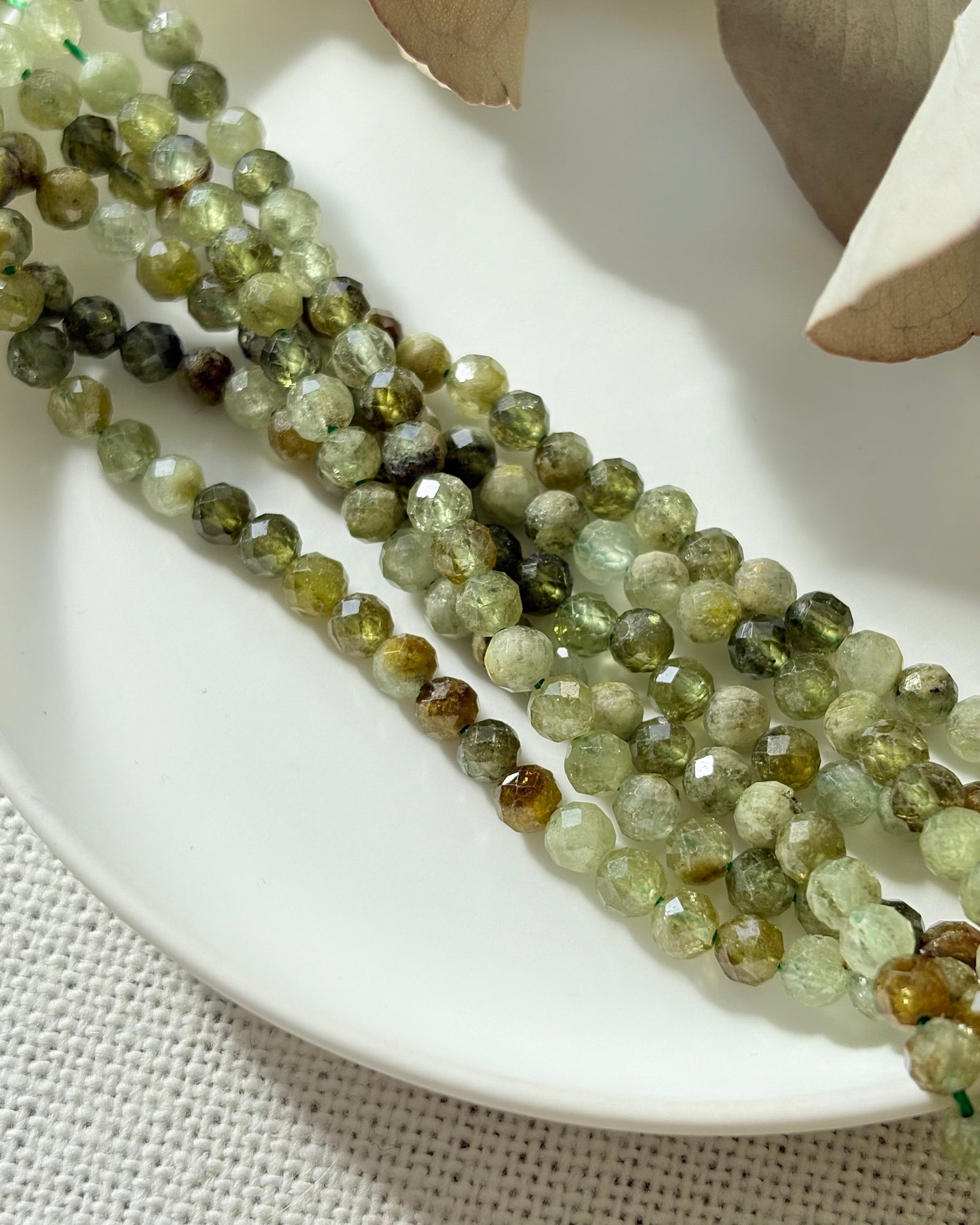 Grossularite Green Garnet 4mm Natural Gemstone Crystal Beads
