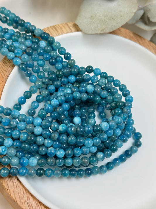 Blue Apatite 4mm Natural Gemstone Crystal Beads