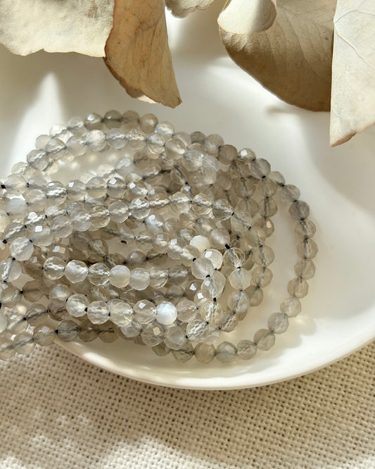 Grey Moonstone 4mm Natural Gemstone Crystal Beads