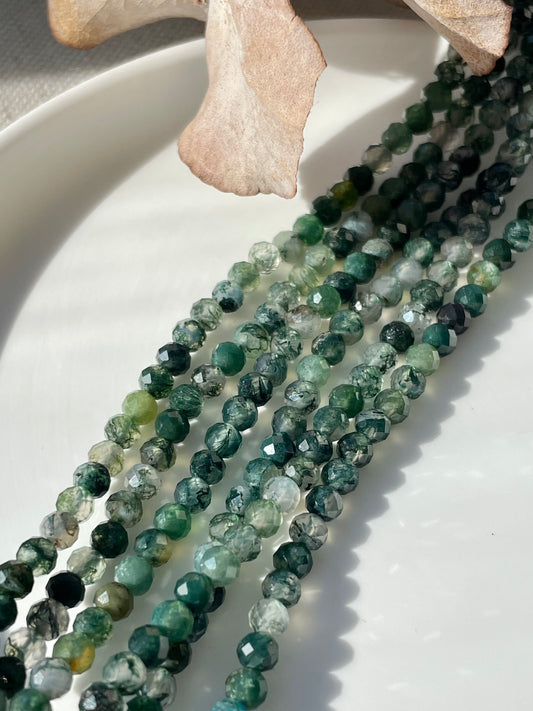 Moss Agate 3mm Natural Gemstone Crystal Beads