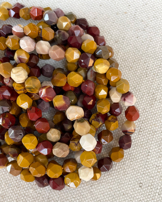 Mookaite 6mm Star Cut Natural Gemstone Crystal Beads