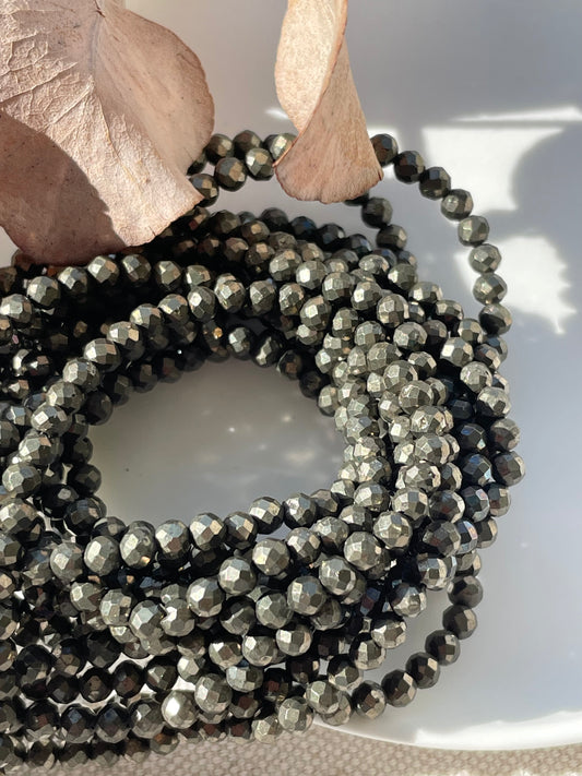 Pyrite 3.5mm Natural Gemstone Crystal Beads