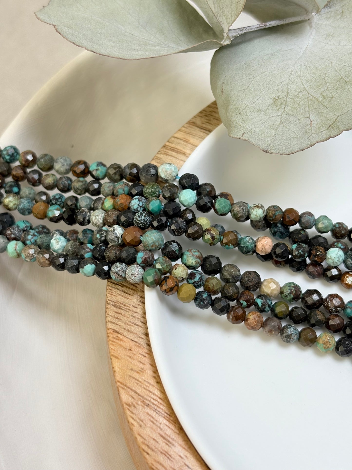 African Turquoise 4mm Faceted Natural Gemstone Beads