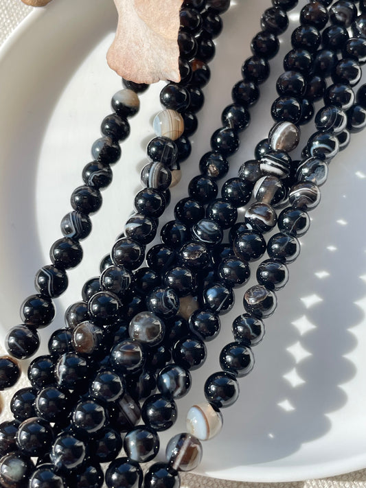Black Agate 6mm Natural Gemstone Crystal Beads