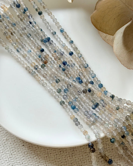 Dumortierite in Quartz 3mm Natural Gemstone Crystal Beads