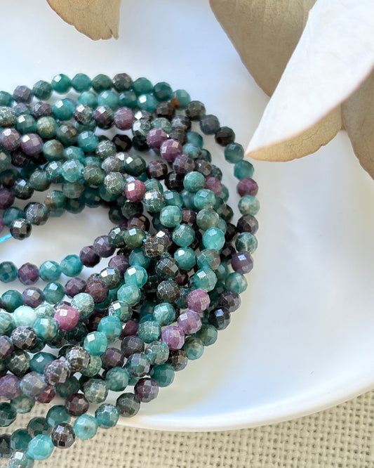 Ruby in Verdite 3mm Natural Gemstone Crystal Beads